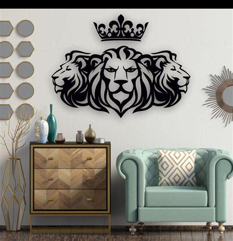 Three Lions Design Laser Cut Svg Dxf Files Wall Sticker Engraving Decal