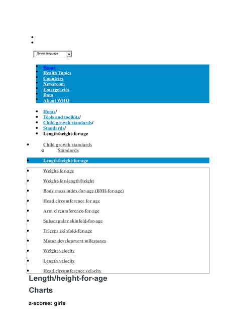 Global - WHO growth chart - Global Regions Home Health Topics Countries ...