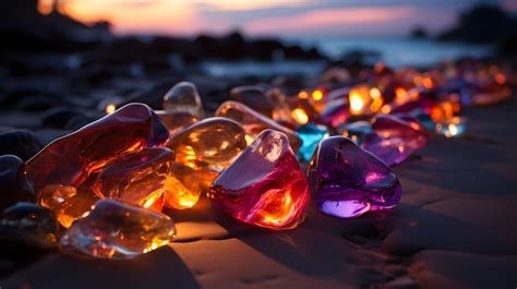 Premium AI Image | fluorescent stones stones are glowing colorful ...