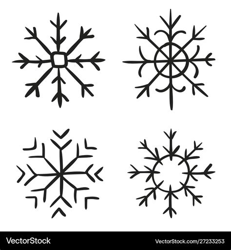 Snowflake Doodle Graphic Hand Drawn Collection Of Vector Image