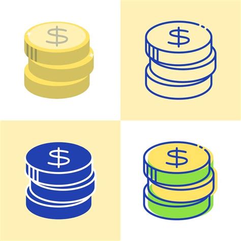 Conjunto De Iconos De Pila De Monedas Vector Premium