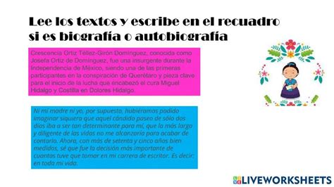 Biografia Y Autobiografia Online Exercise For Live Worksheets