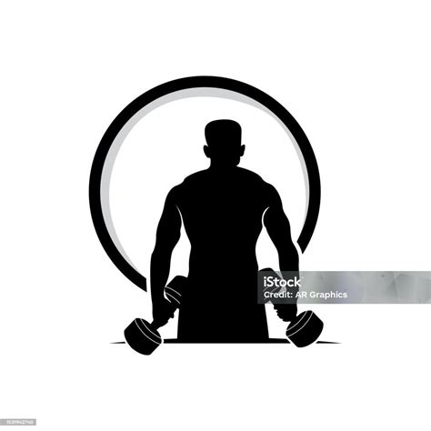 Gym Fitness Health Vector Muscle Workout Silhouette Design Fitness Club Stock Illustration