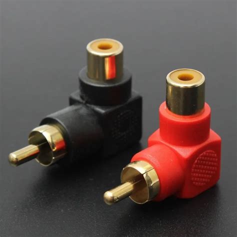 2 ชิ้น Rca ขั้วต่อมุมขวาตัวแปลงปลั๊กชายหญิง 90 องศาข้อศอก Th