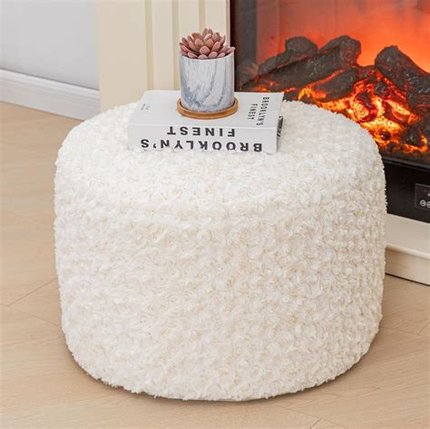 Unstuffed Fur Pouf Ottoman Foot Rest Cover Faux Fur Ottoman Cover