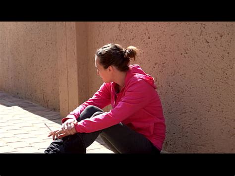 Sexy Brunette Smoking Outside Two Scenes XVIDEOS