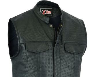 Real Leather Motorcycle Vest Man Cut Off Waistcoat Biker Style Etsy