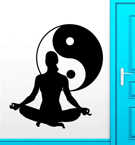 5 New Arrival Girl Yoga Vinyl Decal Zen Meditation Health Yin Yang Tai