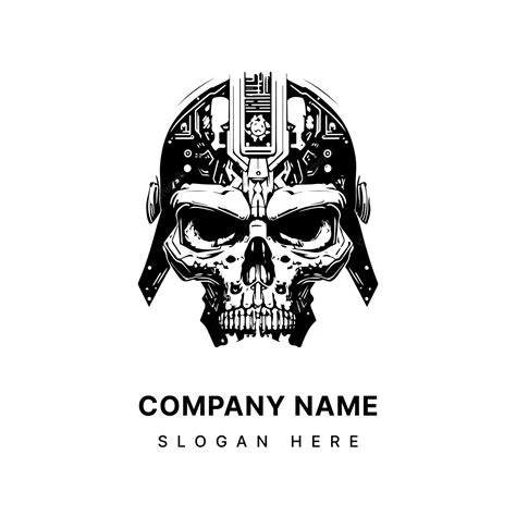 Premium Vector Skull Head Logo Black And White Ink Hand Drawn Illustration