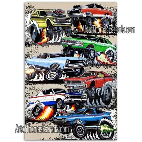 Three of my original hot rod posters. I illustrated each of these : r ...