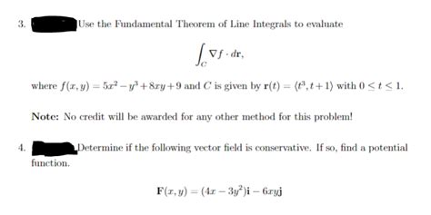 Solved Use The Fundamental Theorem Of Line Integrals To