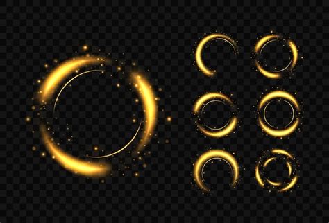 Premium Vector Set Of Gold Light Circles With Sparkles