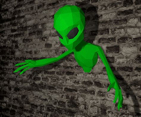 Papercraft 3d Wall Decor Alien Printable Pdf Template Pattern Xxl Diy