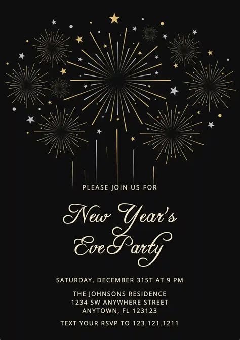 Colorful Firework New Years Eve Invitation Templates Invitanku