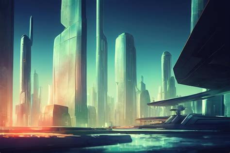 Fond De Ville M Tavers Cyberpunk Futuriste Color Concept Art Peinture