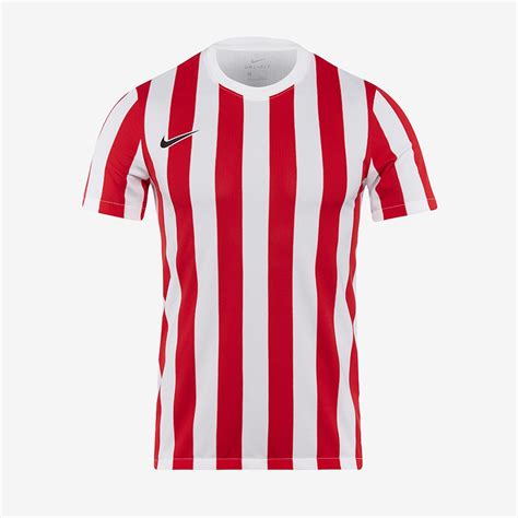 Camiseta Mc Nike Dri Fit Striped Division Iv Blanco Rojo Negro