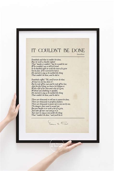 It Couldn T Be Done Poem By Edgar Guest Poster Print Etsy