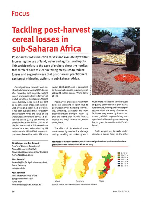 Pdf Tackling Post Harvest Cereal Losses In Sub Saharan Africa