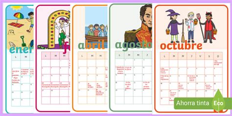 Calendario con efemérides y festivos Twinkl Colombia