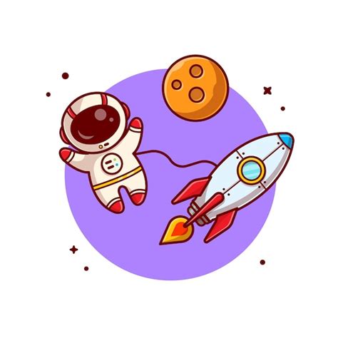 Astronauta Bonito Flutuando Foguete Na Ilustra O Do Cone Dos