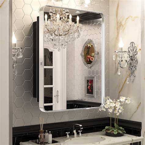 Keonjinn X Inch Chrome Bathroom Medicine Cabinets With Mirror