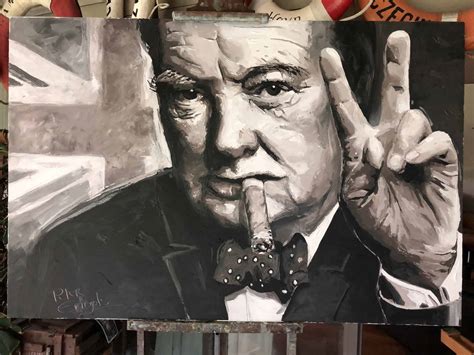 Winston Churchill portrait painting by artist Peter Engels