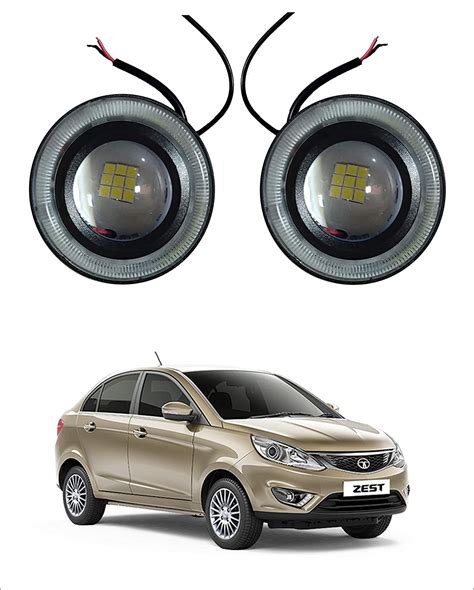 Trigcars Tata Zest New Angel Eye Fog Lamp DRL Light 9 LED Panal