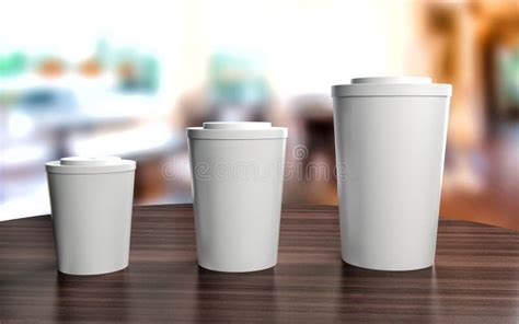 Cups of Different Sizes on Cafe Table Stock Illustration - Illustration ...