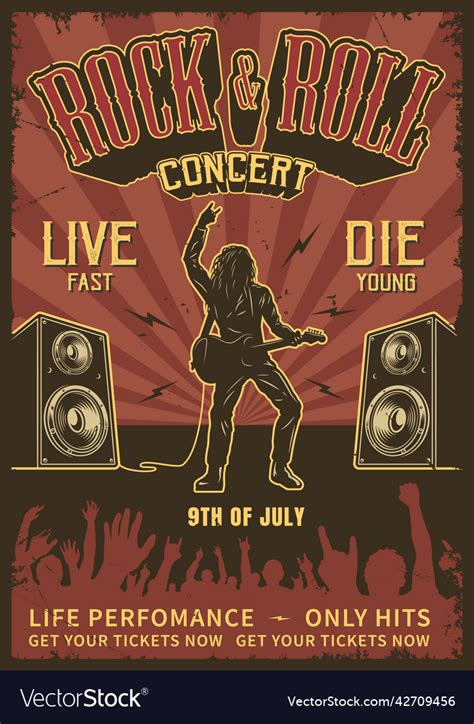 Rock And Roll Poster Royalty Free Vector Image