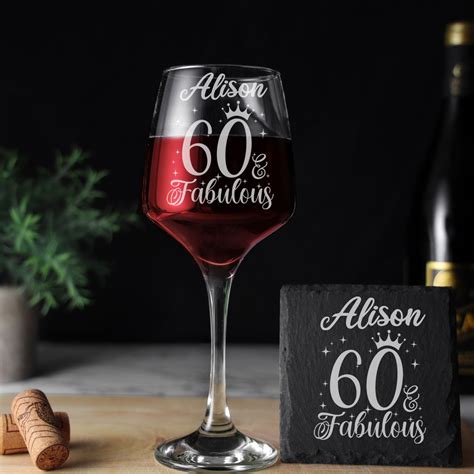 60 And Fabulous Engraved Wine Glass 60th Birthday Glass Ts For 60 Year Old 60th Birthday Red