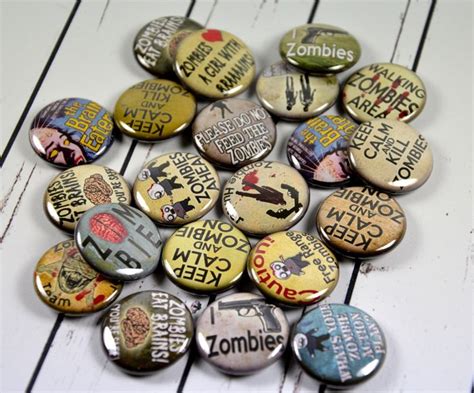 20 Zombie Pin Back Badges 1 Pinbacks Fun Zombie By Pointypins 1300