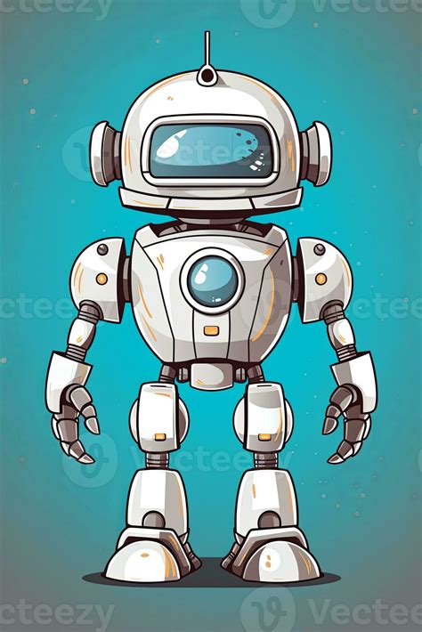 Cute Simplistic Robot Android Graphic Illustration Isolated on a ...