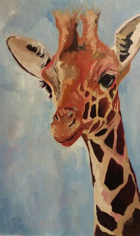 Jerry Giraffe Oil on MDF Canvas board- A Funky Fun Painting Painting by ...