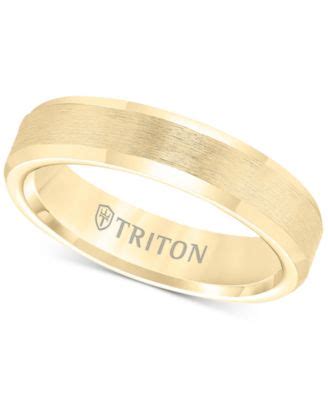 Triton Bevel Edge Comfort Fit Band In Yellow Tungsten Carbide Macy S