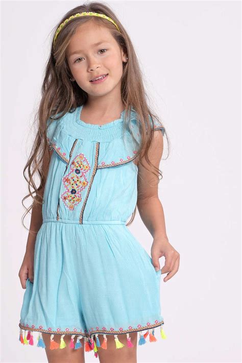 Hannah Banana Girls Embroidered Boho Summer Romper Myhannahbanana