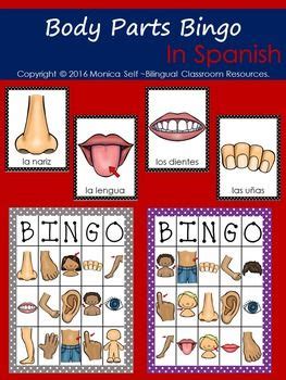 Las Partes Del Cuerpo Body Parts Bingo In Spanish Descubra A