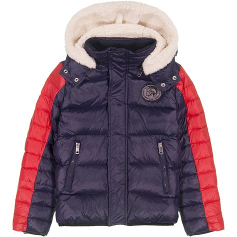 Diesel Boys Padded Jacket In Red And Blue — Bambinifashioncom