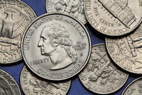 Coins of USA. George Washington Stock Image - Image of profile, george ...