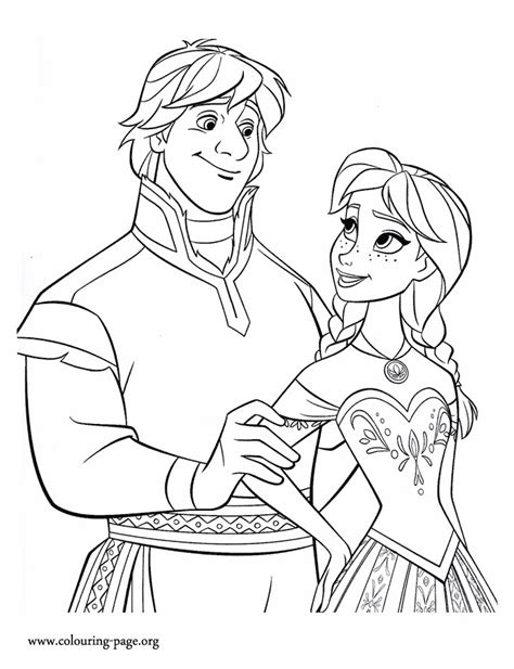 Frozen Princess Anna And Kristoff Coloring Page