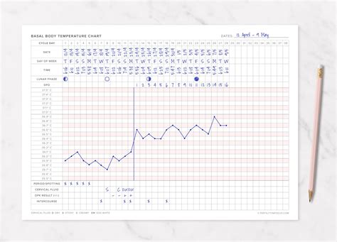 Basal Body Temperature BBT Chart Printable A4 Size Celsius Etsy