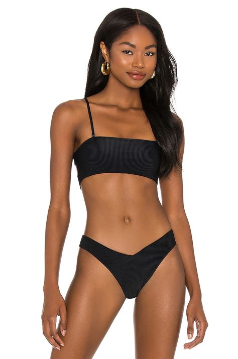 Aro Swim X Madelyn Cline Tilley Bikini Top In Onyx Revolve