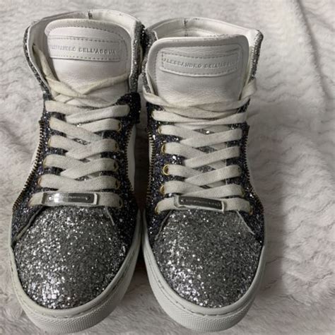 Alessandro Dell Acquaint Sequin High Top Glitter Leather Lace Up