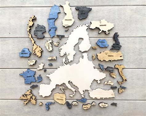 D Wooden Europe Map Laser Cut File Svg Vector Etsy Uk