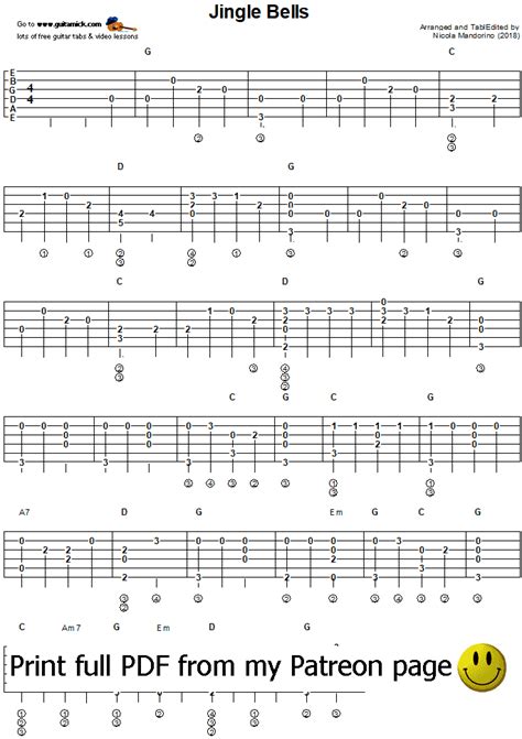 Jingle Bells Fingerstyle Guitar Tab Guitar Tabs