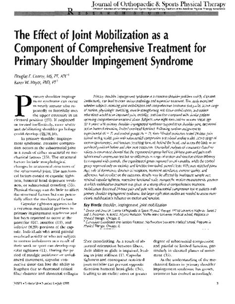 Pdf The Effect Of Joint Mobilization As A Component Of Comprehensive