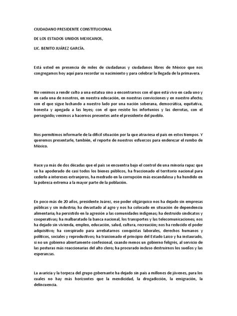 Discurso A Juarez Pdf México Estado Política