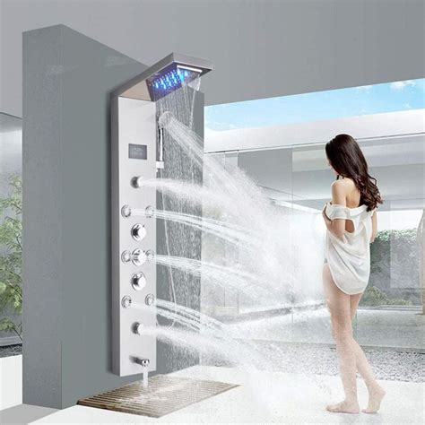 Fuz Contemporary Shower Panel Tower System Stainless Steel 6 Function