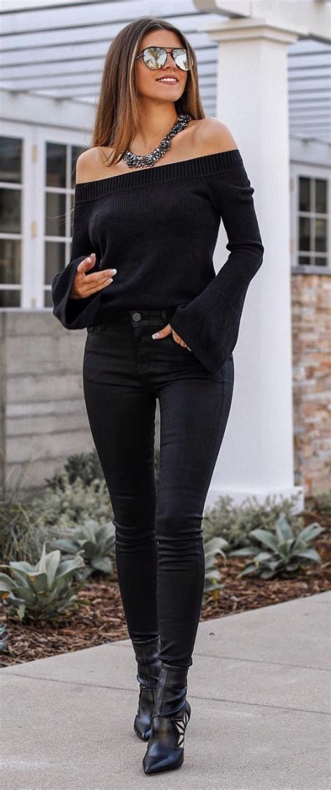 Off The Shoulder Black Sweater Fashion Outfits Gorgeous Fashion Fashion