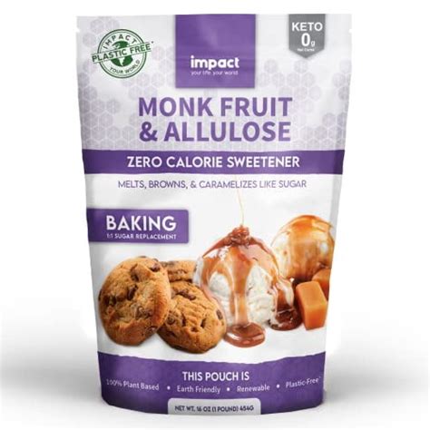 Monk Fruit Allulose Sweetener Zero Calorie Blend Keto Friendly Sugar Substitute Plastic Free