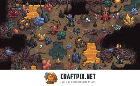 Cave Tileset Top Down Pixel Art Pack CraftPix Net